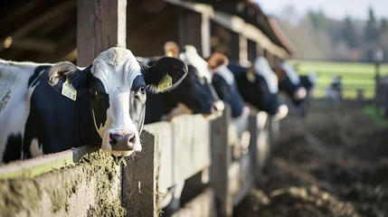 Foto op Plexiglas Cows in a paddock at a farm in Bavaria, Germany © Argun Stock Photos