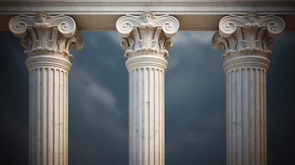 Fotobehang Greek architectural Pillar. Marble stone column, Ancient Greek style building architectural detail © Banu