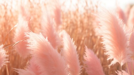 Peach fuzz dreams: a lush backdrop of growing pampas grass, 2024's color of the year, for serene...