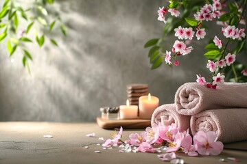 Luxurious Spa Setting with Candles for Mother's Day Theme

