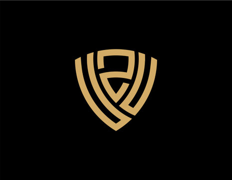 UZU creative letter shield logo design vector icon illustration