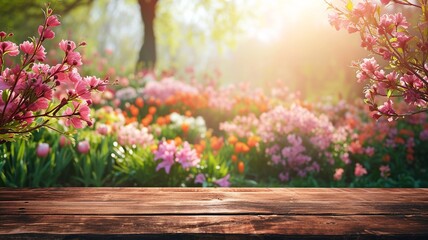 Blooming Spring Garden Backdrop for Mother's Day with Table Top

