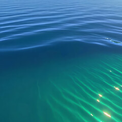 Obraz premium Ocean surface on an island in California with gentle ripples on the surface and refraction of light, clear water, stones at the bottom of the sea, clean environment concept,