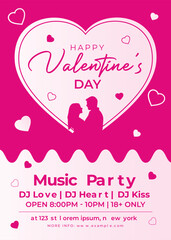 Valentine's music party flyer poster template
