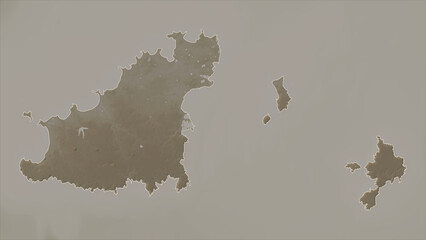 Guernsey outlined. Sepia elevation map