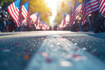 Vibrant Parade with Marching Bands for Memorial Day

 - obrazy, fototapety, plakaty