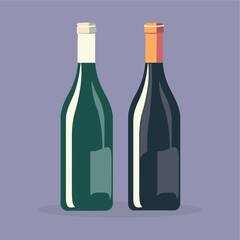 Wine and champagne bottles vector