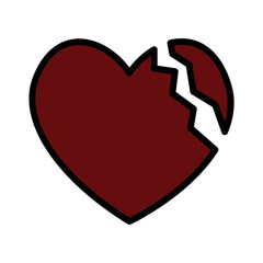 Broken Heart Love Filled Outline Icon