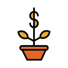 Flower Money Startup Filled Outline Icon