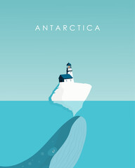 Antarctica postcard, vertical banner, poster. - obrazy, fototapety, plakaty