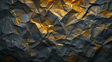 abstract geometric crumpled paper texture gold black background minimalist modern graphic design, light, elegant, dynamic, universal
