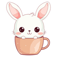 Fototapeta premium Cute bunny in a cup on white background