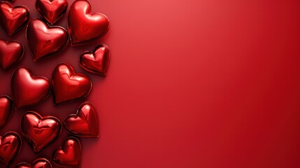 A beautiful Valentine-themed background adorned with love symbols, top view, and ample copy space - obrazy, fototapety, plakaty