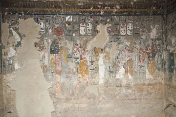 Foto op Plexiglas King Seti tomb at the Valley of Kings .Luxor . Egypt. Hieroglyphics in King Seti tomb.wall reliefs showing the Book of Gates in the Tomb of Seti I at Valley of Kings .Luxor . Egypt . © Mostafa Eissa
