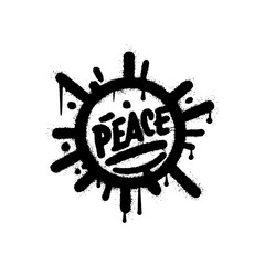 peace symbol sprayed in black color graffiti style