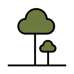 Africa Safari Tree Filled Outline Icon