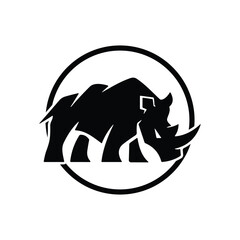 Rhino vector icon logo design template.