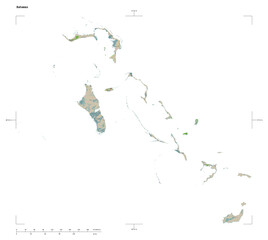 Bahamas shape isolated on white. OSM Topographic French style map