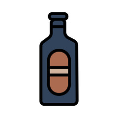 Wine Bottle Beer Filled Outline Icon