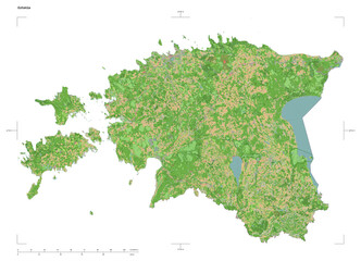 Estonia shape isolated on white. OSM Topographic French style map