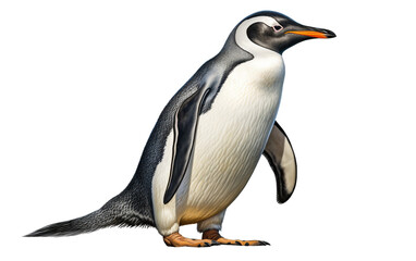 Feathered Frost: A Glimpse into the White-flippered Penguin Elegance Isolated on Transparent Background PNG.