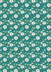 classic wallpaper seamless vintage flower pattern on green background