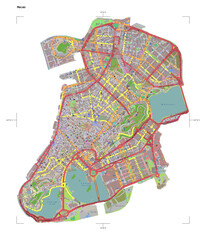 Macao shape isolated on white. OSM Topographic French style map