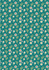 classic wallpaper seamless vintage flower pattern on green background