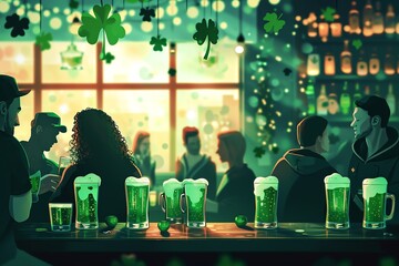 St. Patrick's Day Cheers with Green Beer

 - obrazy, fototapety, plakaty