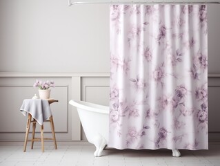 Stylish Shower Curtain Mockup for Bathroom Decor - AI Generated