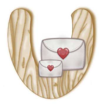 wooden letter u with love letters clip art preview