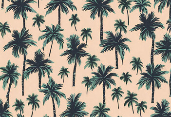 Fototapeta na wymiar palm trees seamless pattern, coconut background