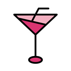 Drink Glass Juice Filled Outline Icon