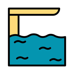 Jump Water Pool Filled Outline Icon