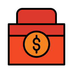 Case Dollar Suitcase Filled Outline Icon
