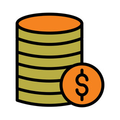 Office Coins Pile Filled Outline Icon