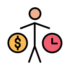 Balance Clock Money Filled Outline Icon