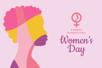 International Womens Day design background. Women's day. Poster or banner with different women and copy space. 8 March - obrazy, fototapety, plakaty