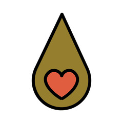 Blood Drop Heart Filled Outline Icon
