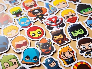 Fototapeta premium Fun Custom Sticker Sheet Mockup for Creative Expression - AI Generated