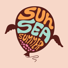 Immerse your designs in the carefree spirit of summer with this vibrant and eye-catching vector balloon text design proclaiming "Sun Sea Summer."