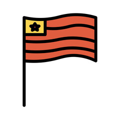 July Flag Day Filled Outline Icon