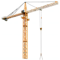 Construction cranes against the skyline isolated on white background, realistic, png
