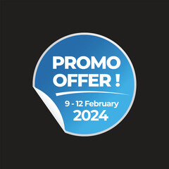 Promo sticker banner on blue background