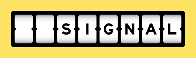 Black color in word signal on slot banner with yellow color background