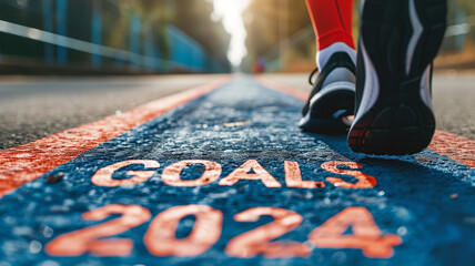 New Year goals 2024 concept - obrazy, fototapety, plakaty