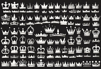 crown icon set, colorless isolated background with set of crowns for logo and designs