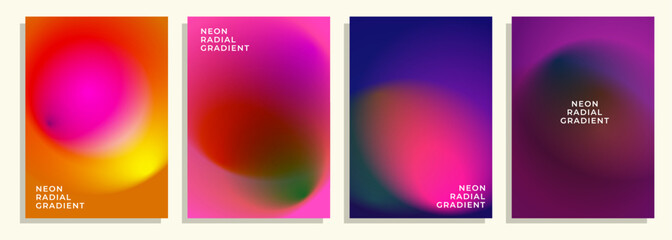 Obraz premium set of colorful abstract neon radial gradient cover poster background designs.