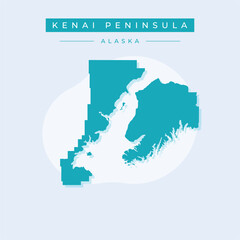 Vector illustration vector of Kenai Peninsula map Alaska