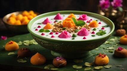 traditional delicious strawberry mousse dessert with whipped cream food photo